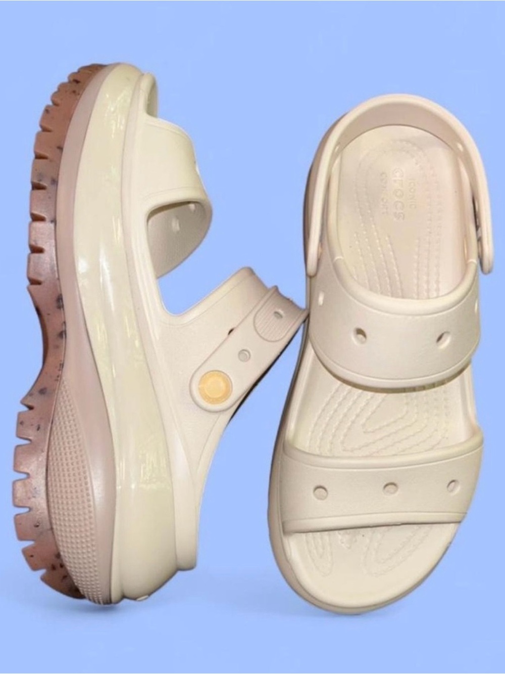 CROCS mega crush sandal Speckled Tan Platform Sandal